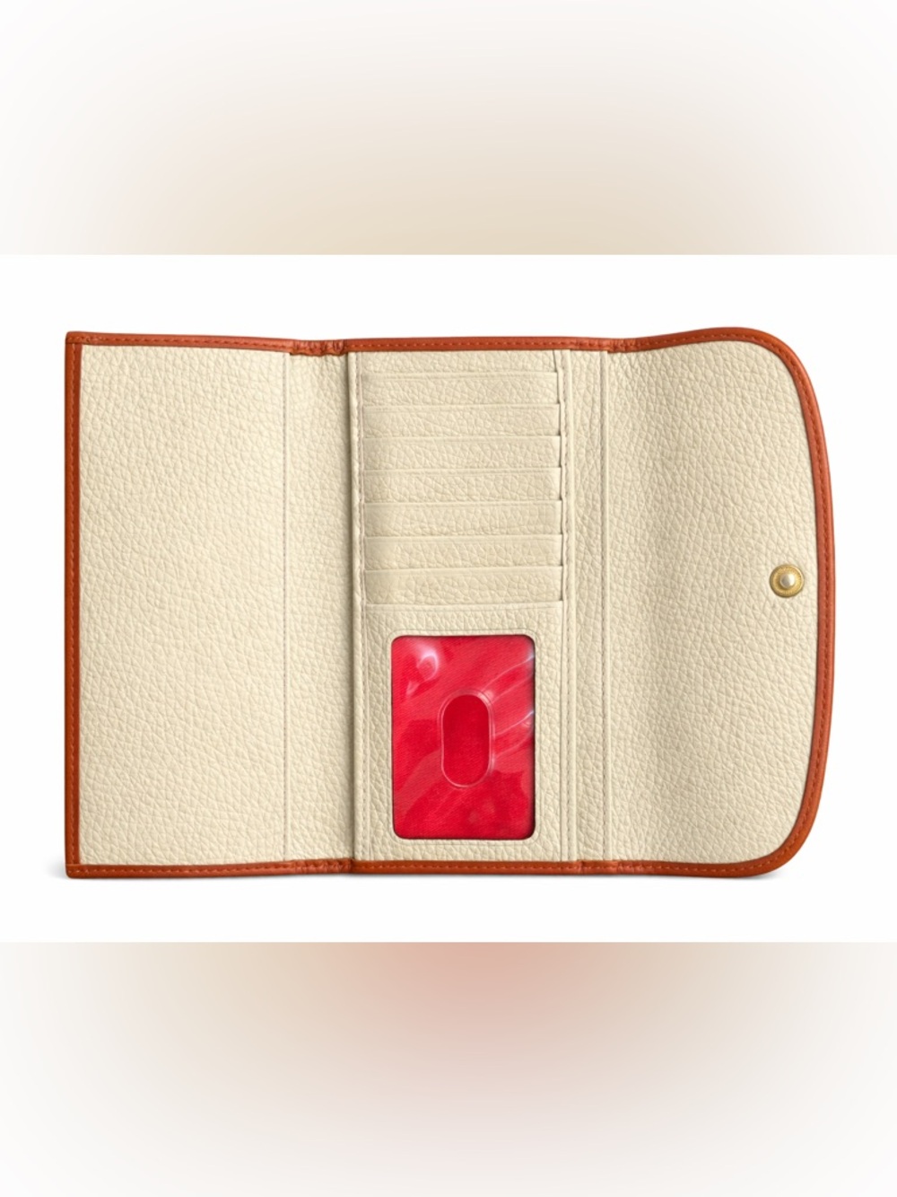 Dooney & Bourke Cream Pebble Leather Continental Wallet with Tan Trim - Picture 3 of 6